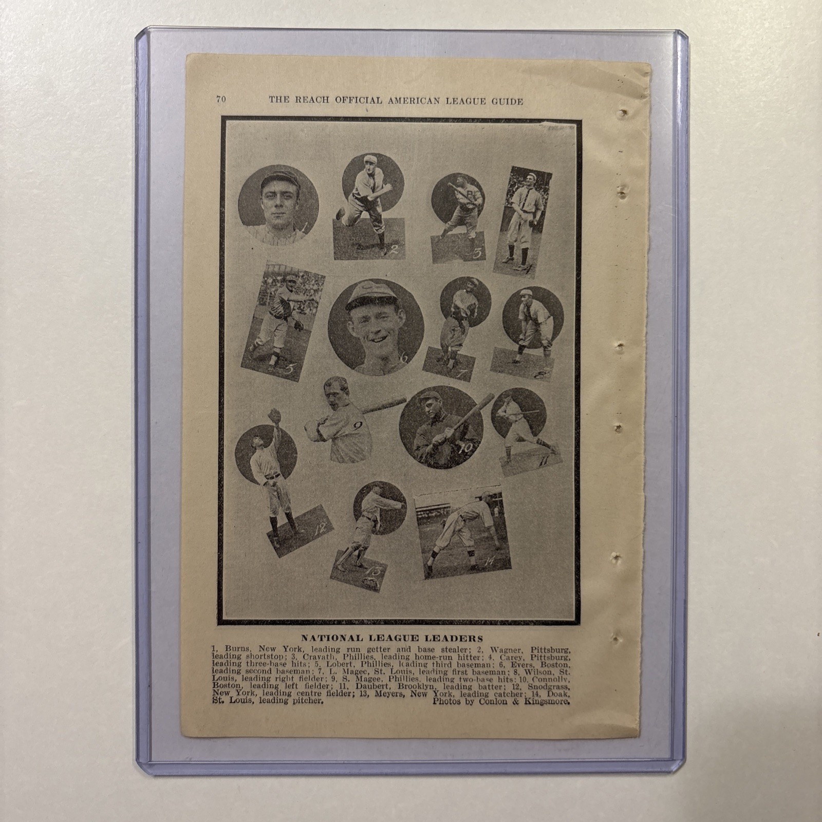 1914 National League Leaders Pictures Johnny Evers & Honus Wagner Rare Antique