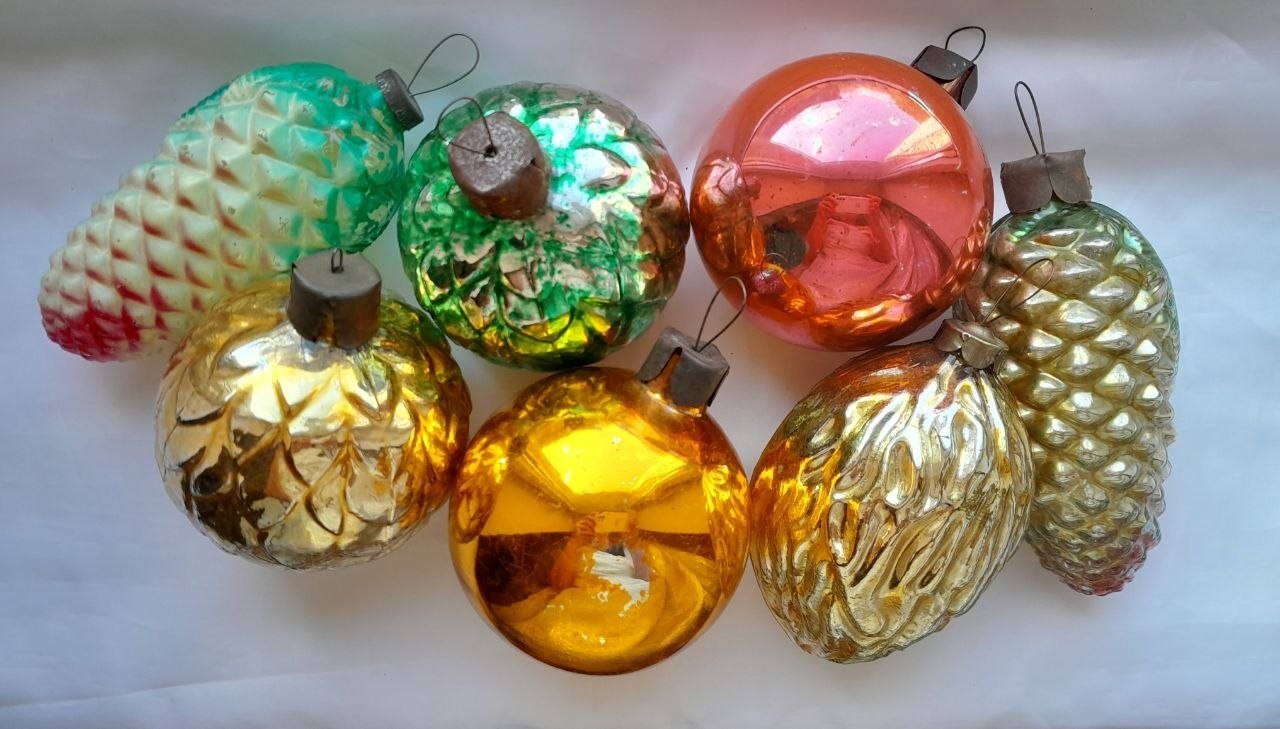 New Year. Big  Christmas toys. Set 7 pcs. Christmas. Vintage. USSR