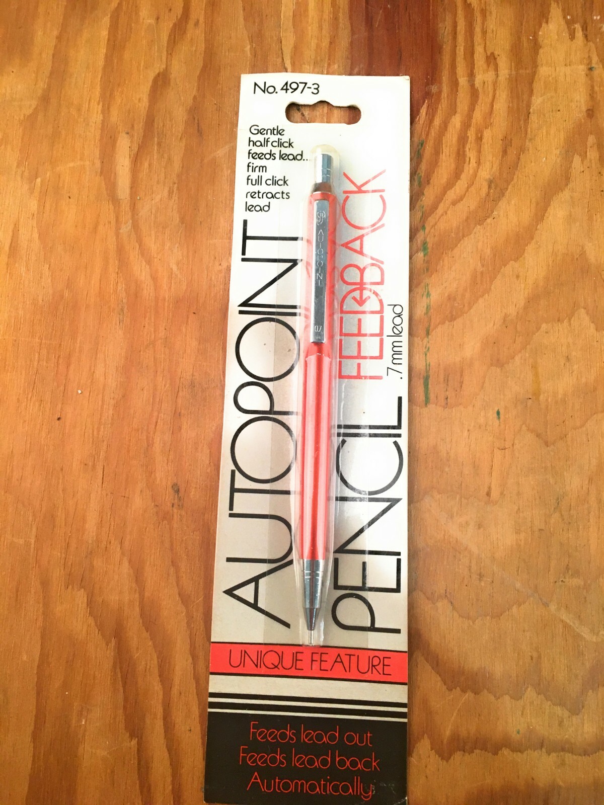 Vintage Autopoint Mechanical Feedback Pencil Original 7MM 497-3 Orange Barrel