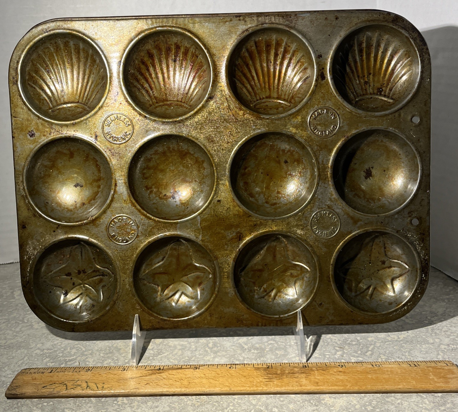 Vintage Madeleine Cookie Cake CandyMold Metal Aluminum Pan 1940sEngland-790