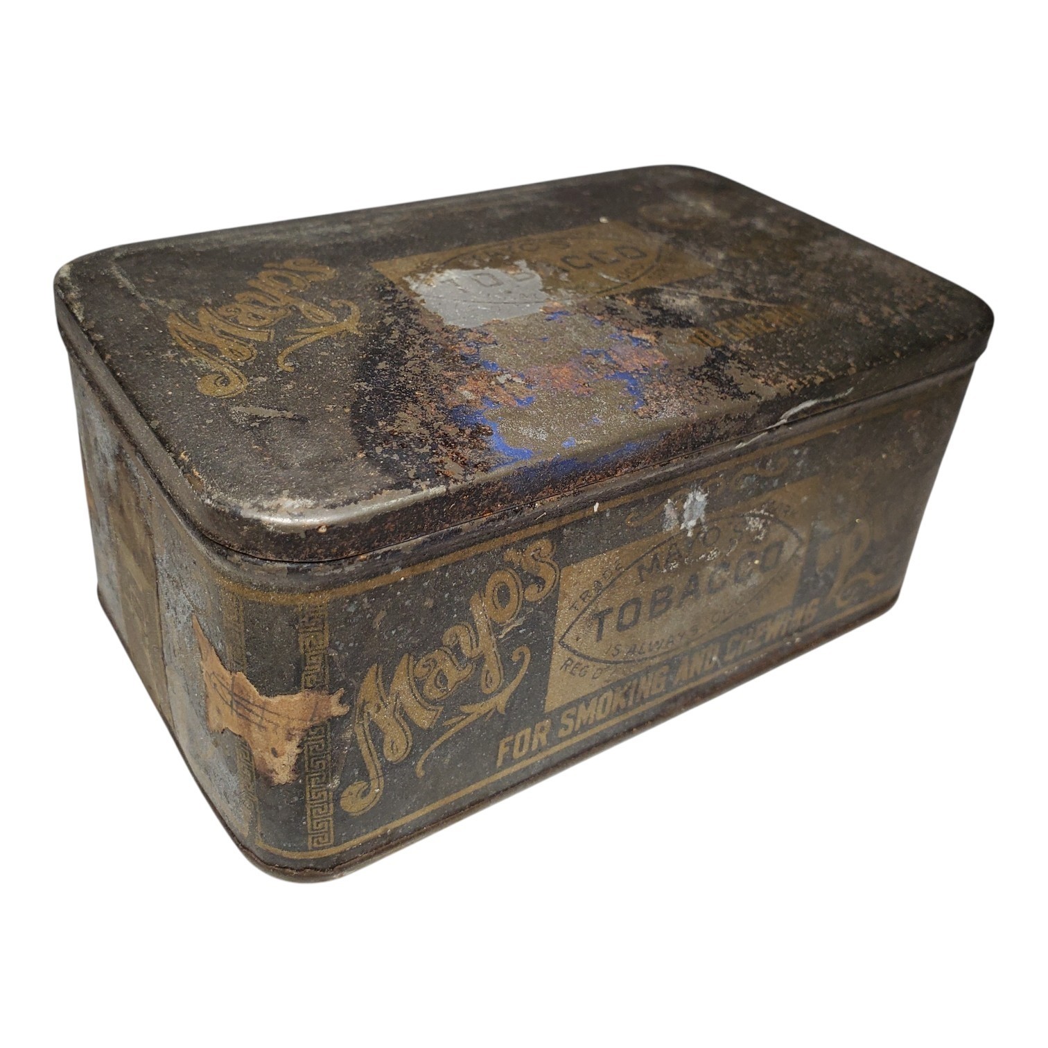 Antique Mayo's Cut Plug Tobacco Tin for Smoking and Chewing