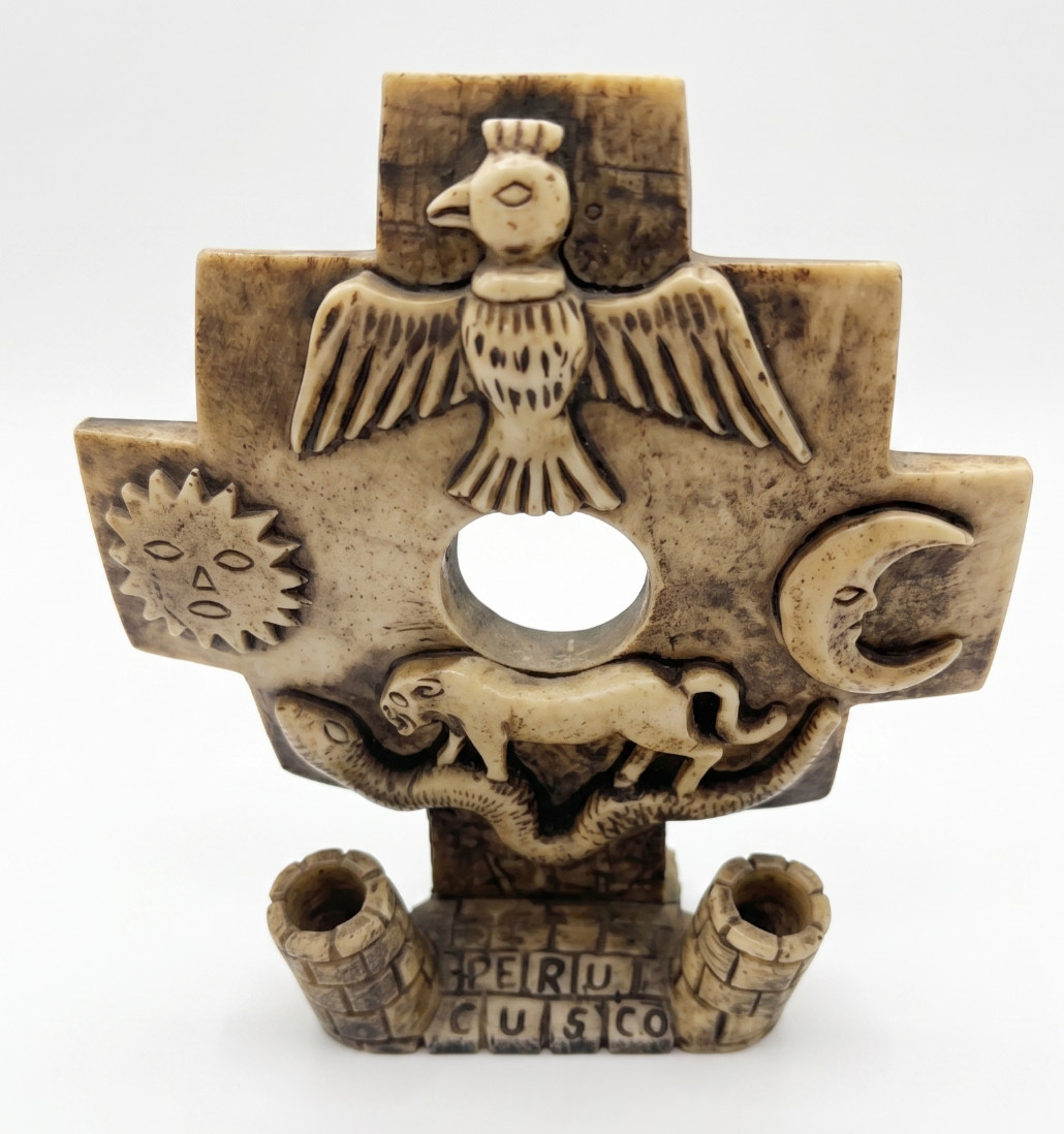 Chakana Cross Carved in Marble Andean Trilogy Sun Moon (Cusco, Peru)