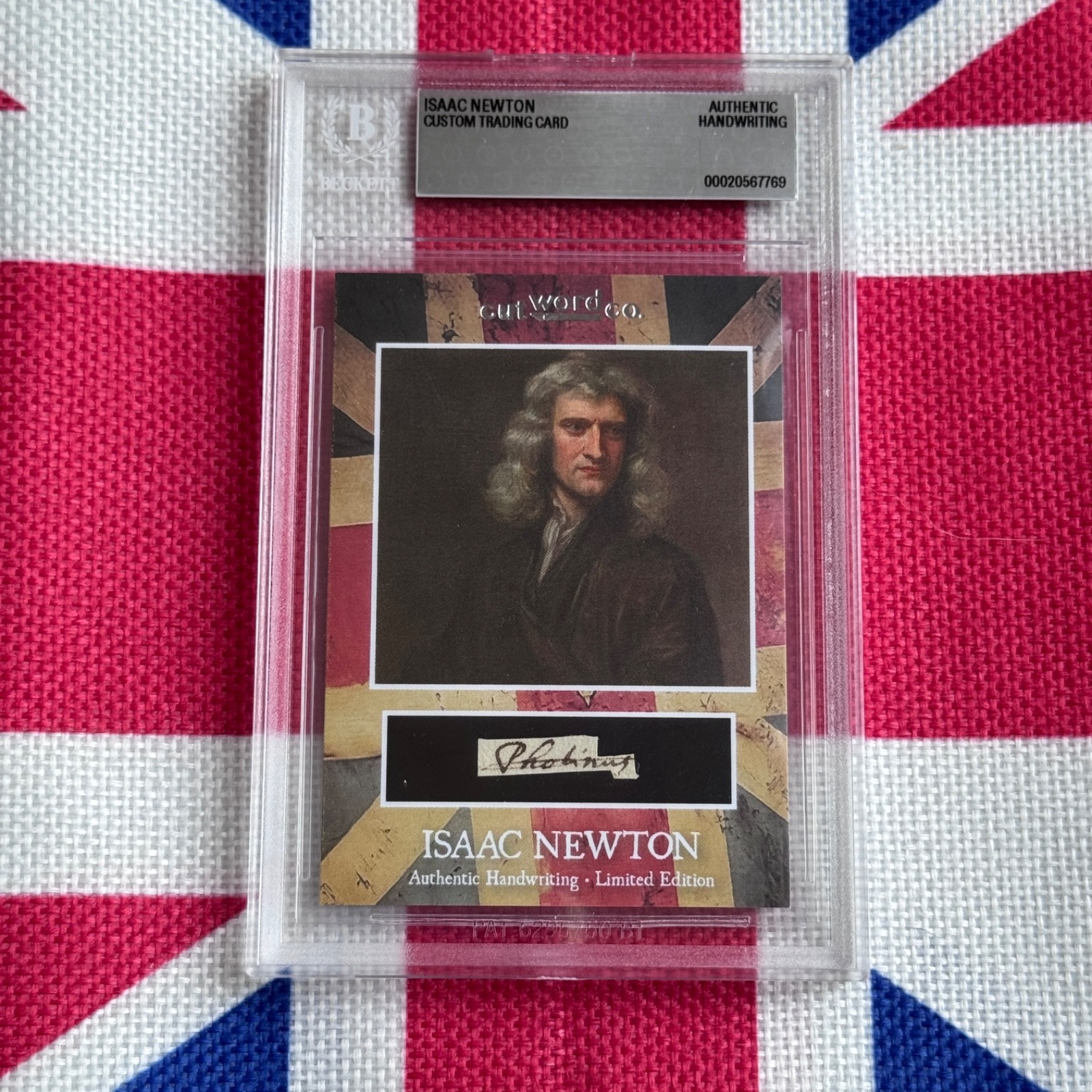 Isaac Newton Handwritten Word Cut from Autograph Manuscript Signed Beckett BAS