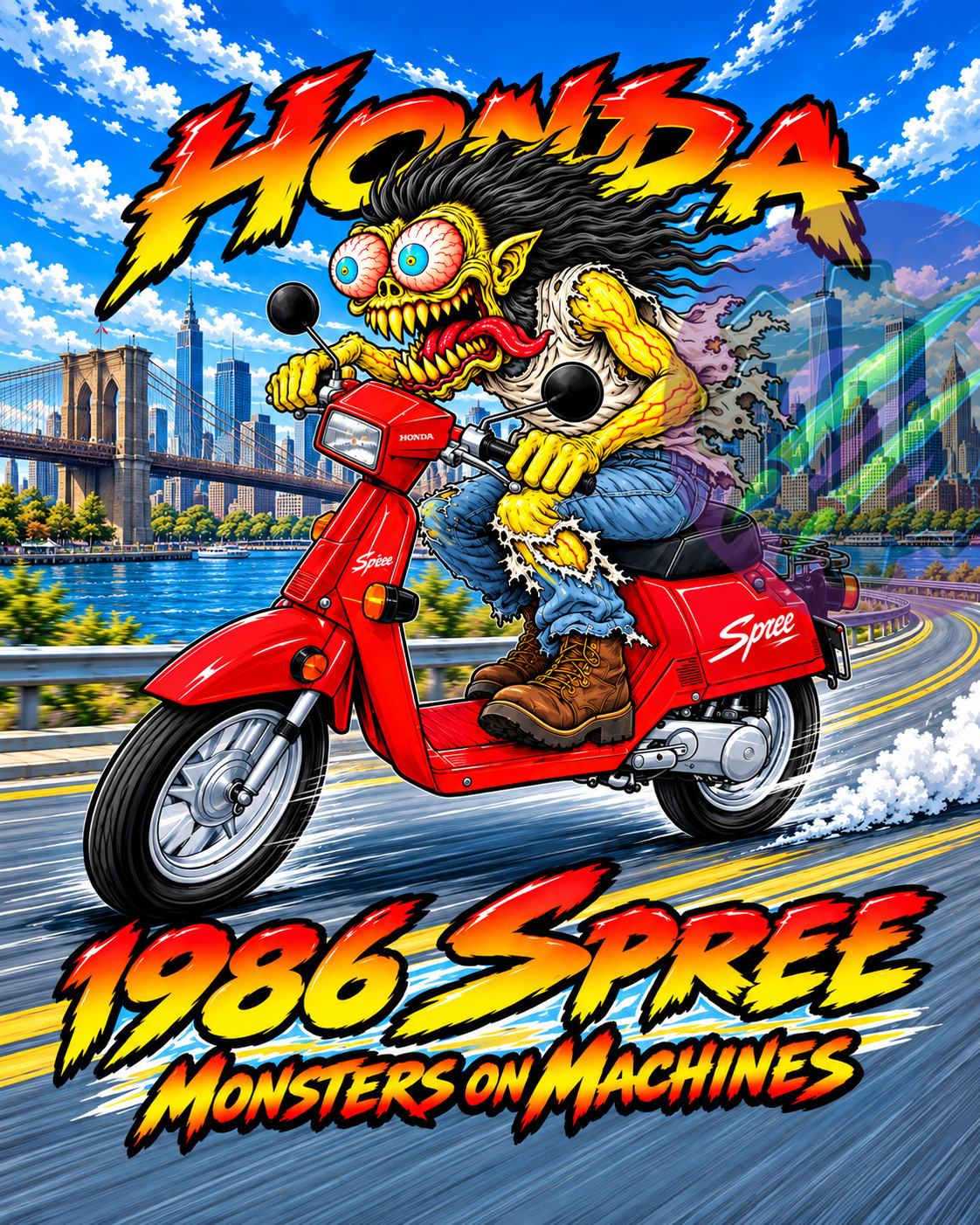 1986 Honda Spree NQ50 Scooter 8x10 Glossy Photo Print Monster Art