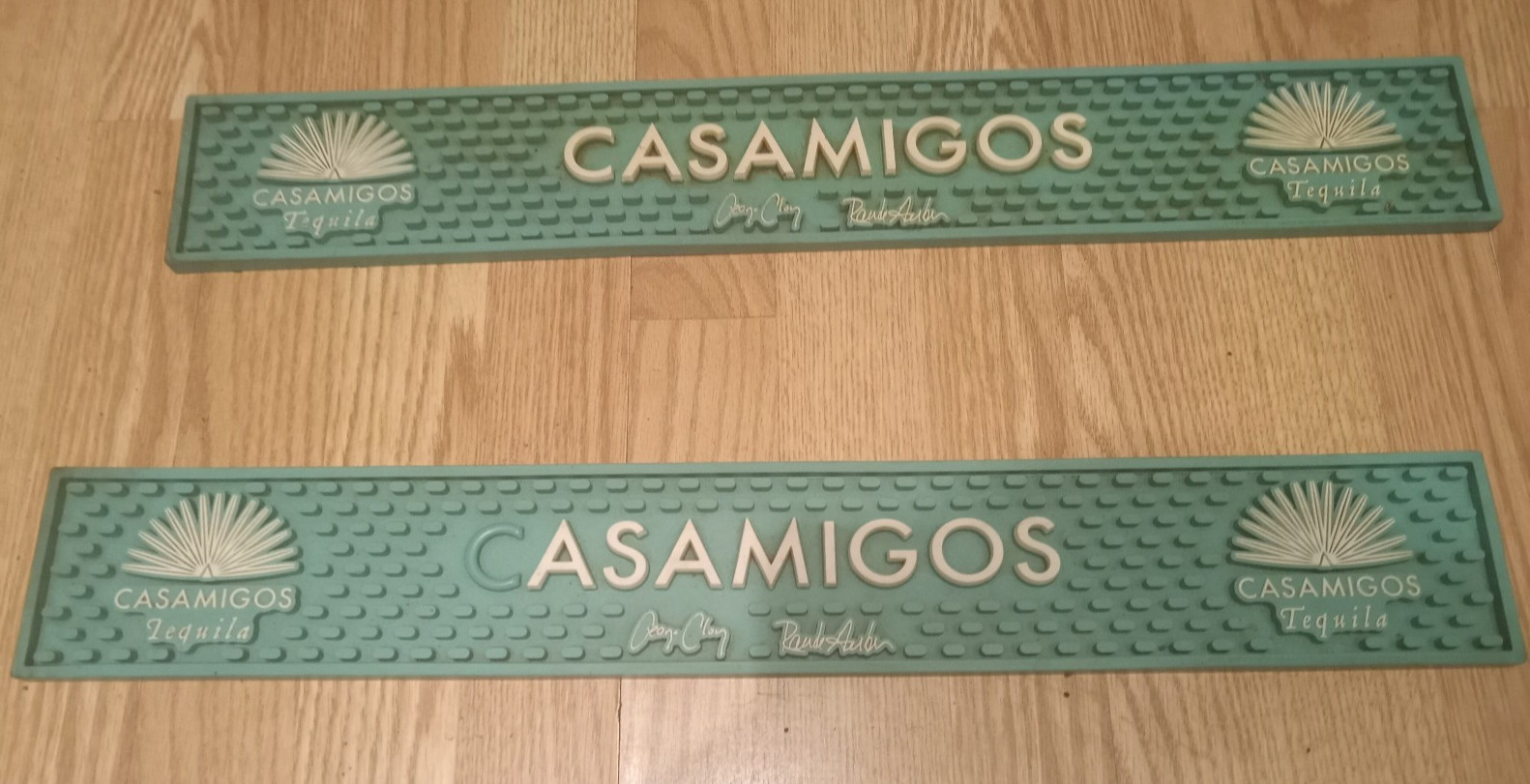 CASAMIGOS Tequila Rubber Blue Teal Bar Rail Mats (2) USED