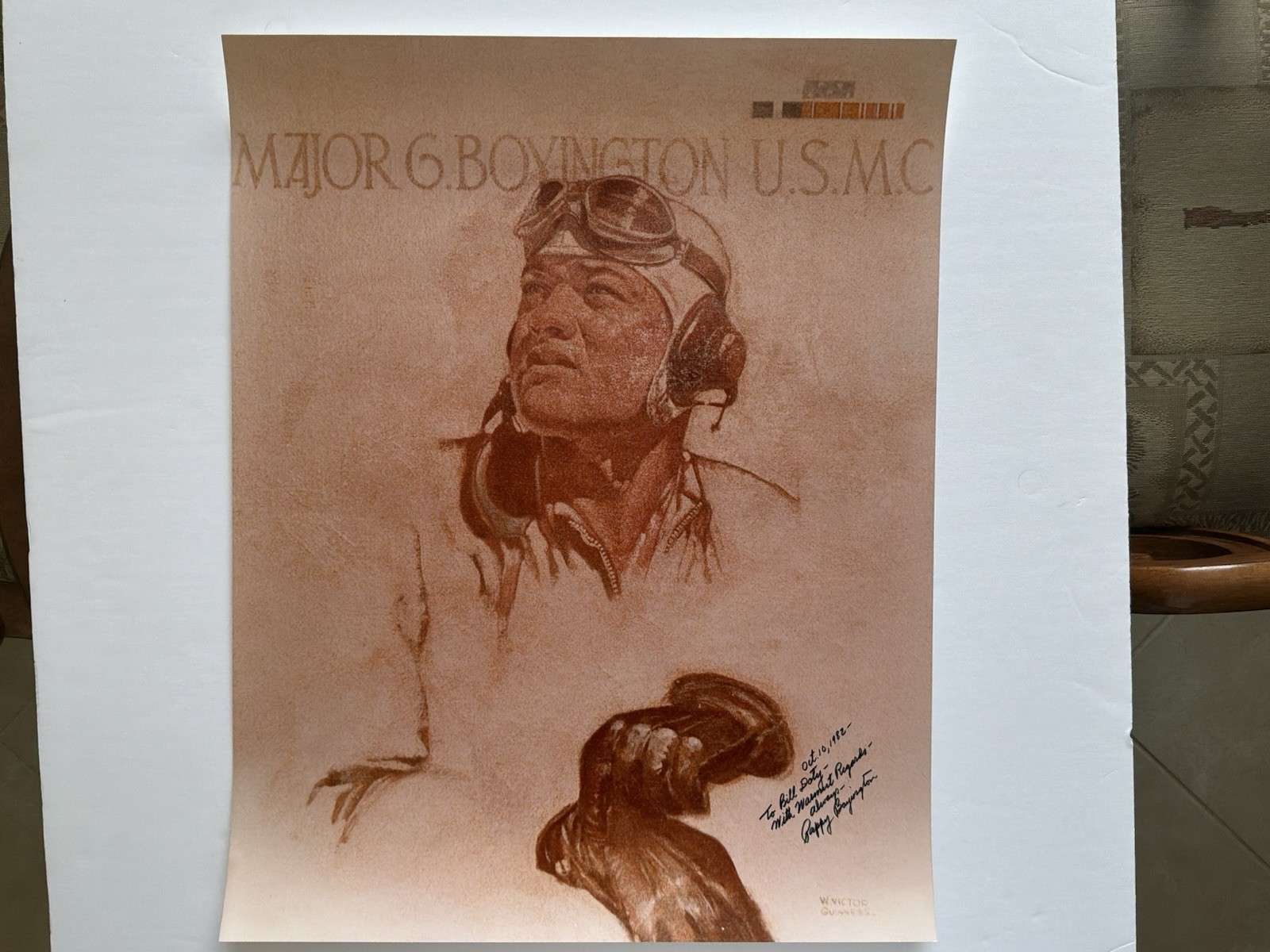 Poster Print Of Col Gregory “ Pappy “ Boyington With Signature 