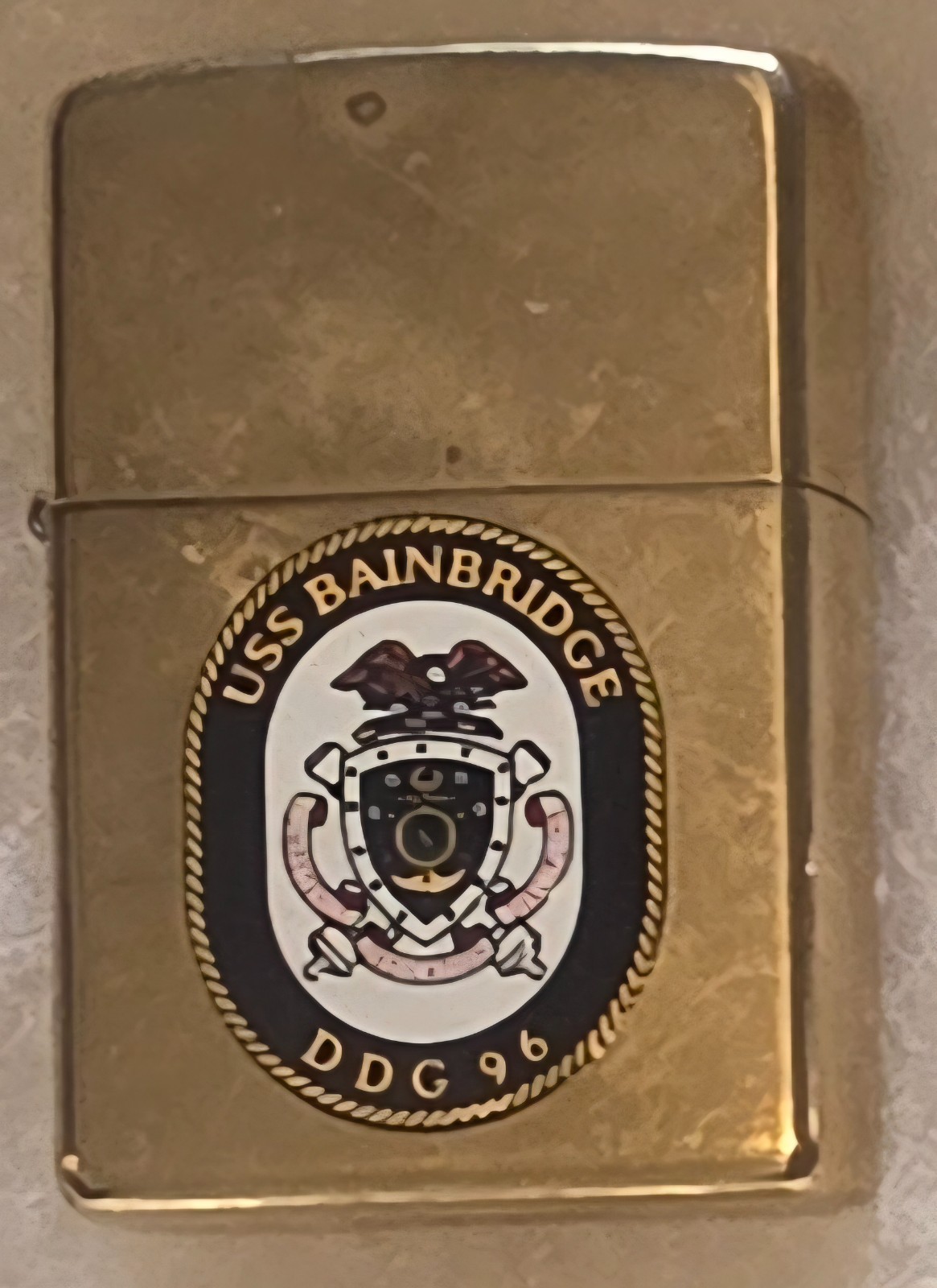 Vintage Metal Zippo, USS Bainbridge DDG-96, Guided Missile Destroyer Ship. Navy