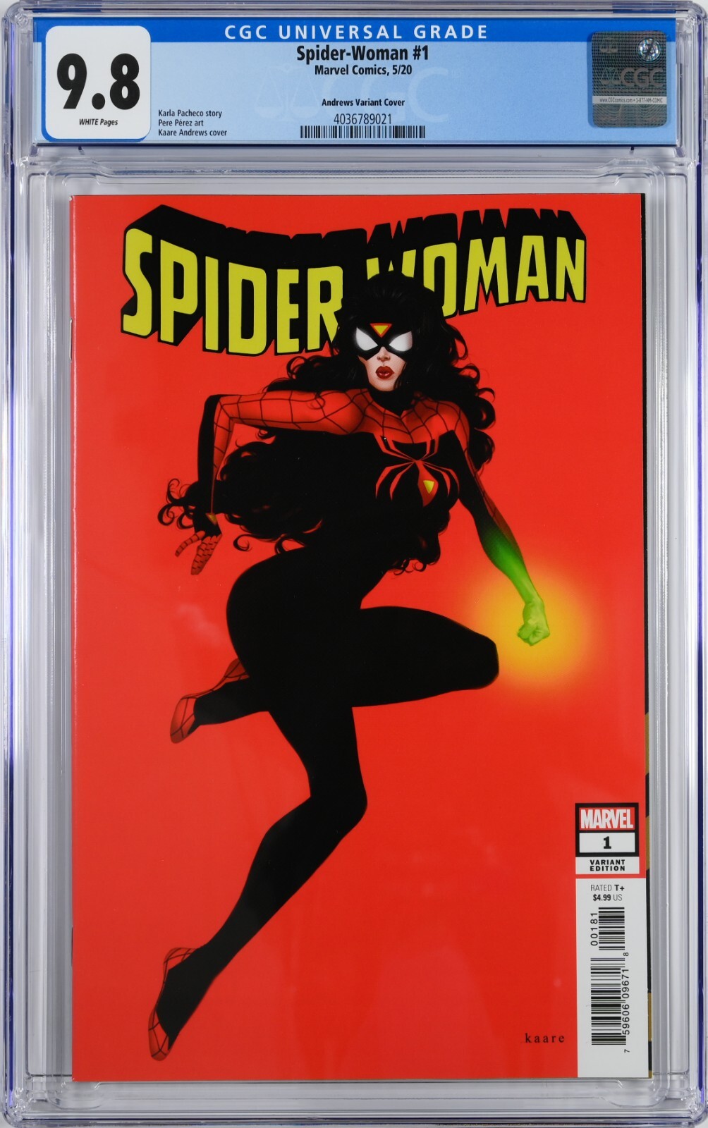 Spider-Woman #1 CGC 9.8 (May 2020, Marvel) Pacheco, Kaare Andrews Variant Cover
