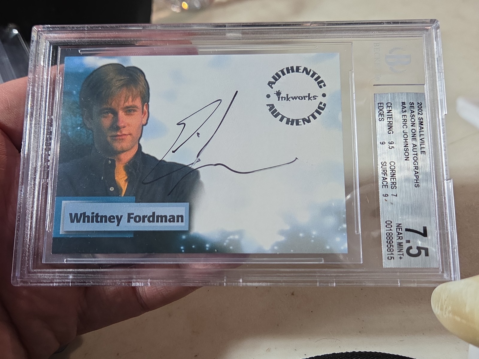 2002 Inkworks Smallville Season 1 Eric Johnson Whitney Fordman #A3 Auto BGS 7.5