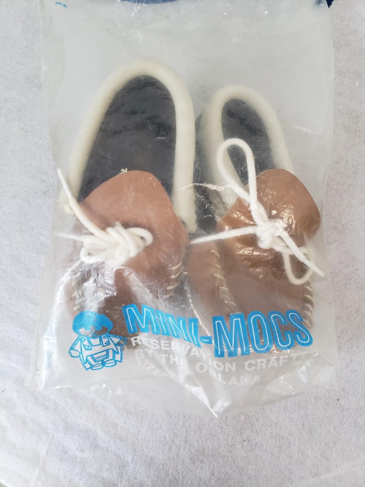 VTG NEW Mini-Moc's Reservation Crafted Mocassins by Oglala Sioux w/Original Bag