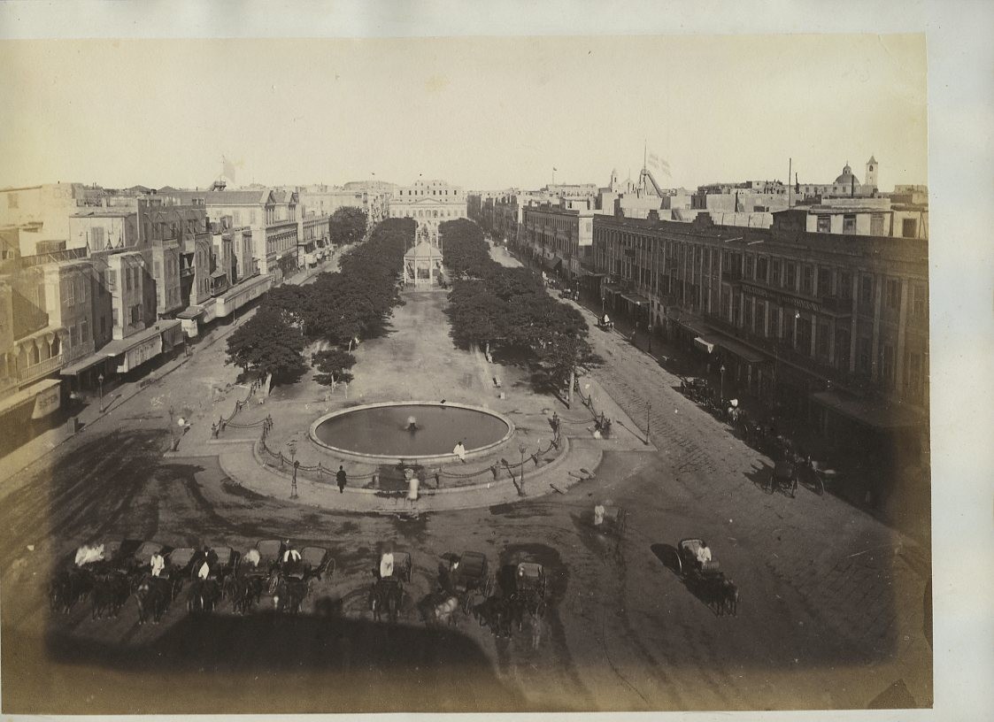 Place Des Consuls Mohamed Aly Alexandria Egypt Square Fountain Carriages 1873