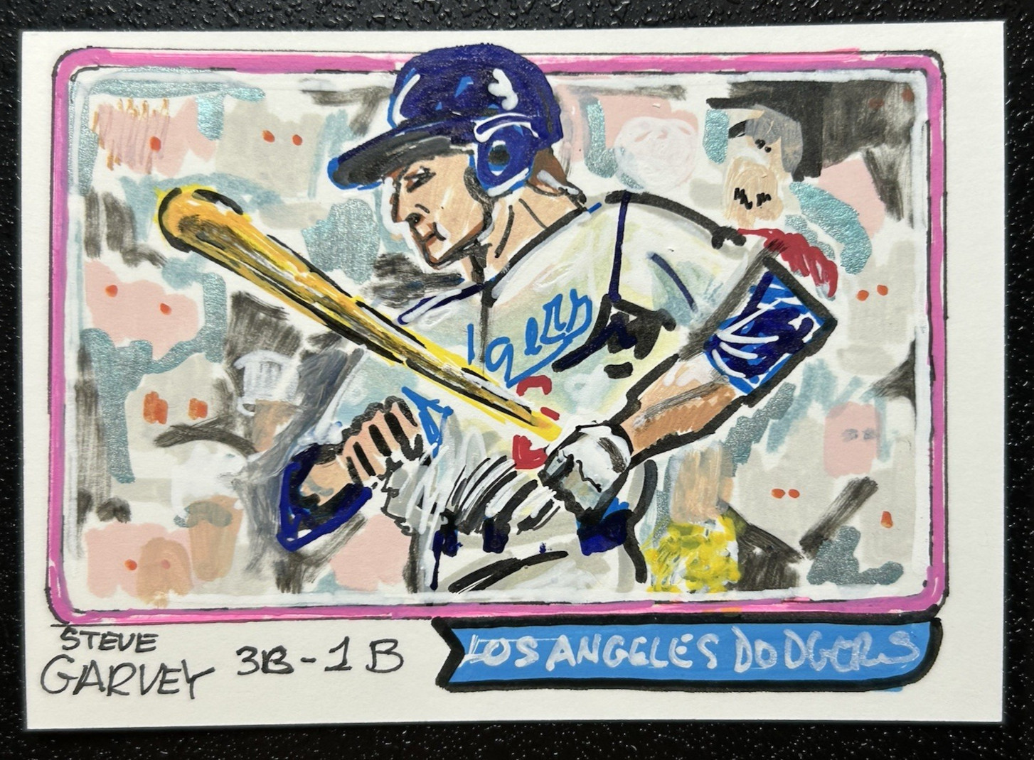 ACEO Sketch Trading Card 1/1 Topps 1974 Steve Garvey Dodgers Hand-drawn OOAK Art