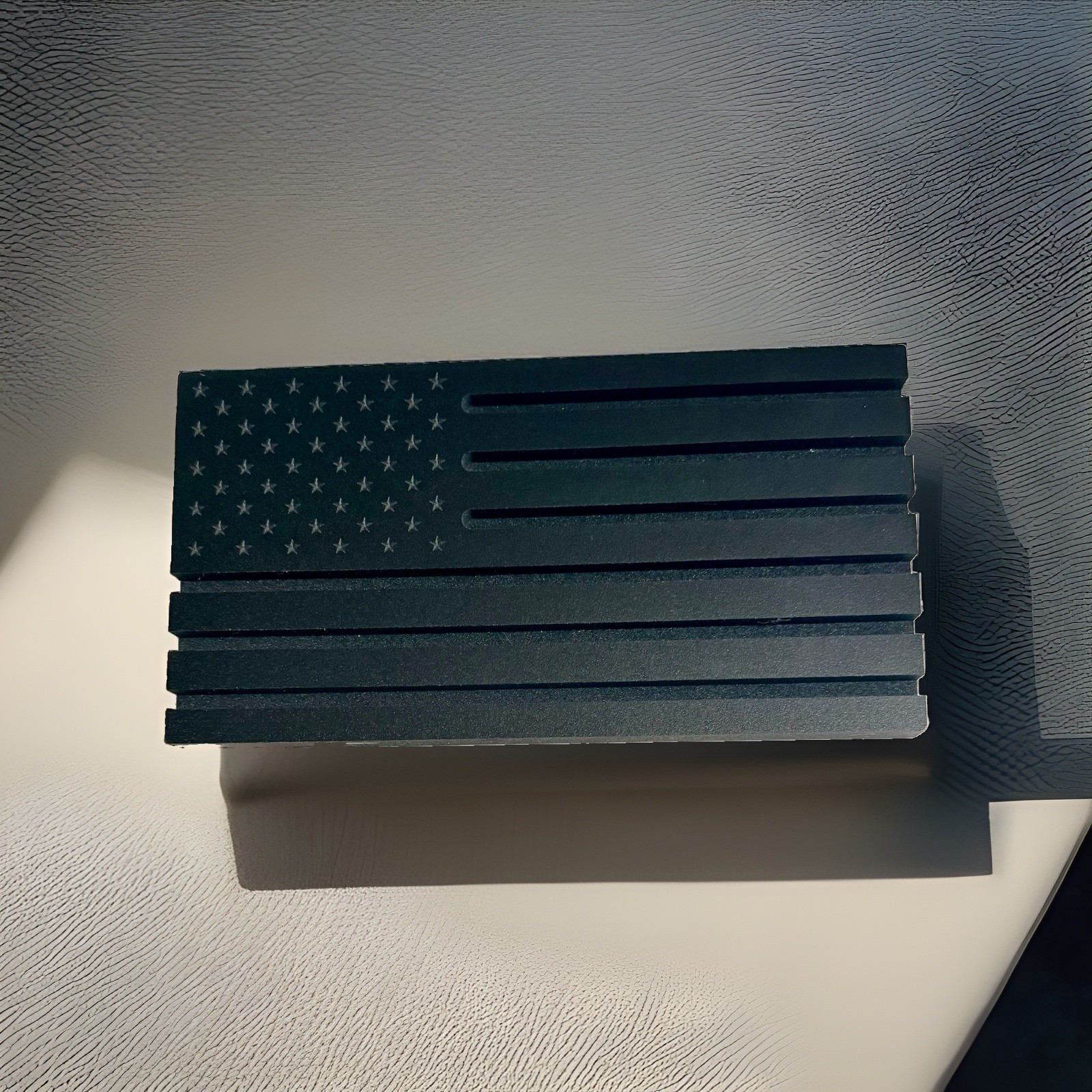 Black Wooden American Flag Challenge Coin Display Holder 9x5 - 6 Rows