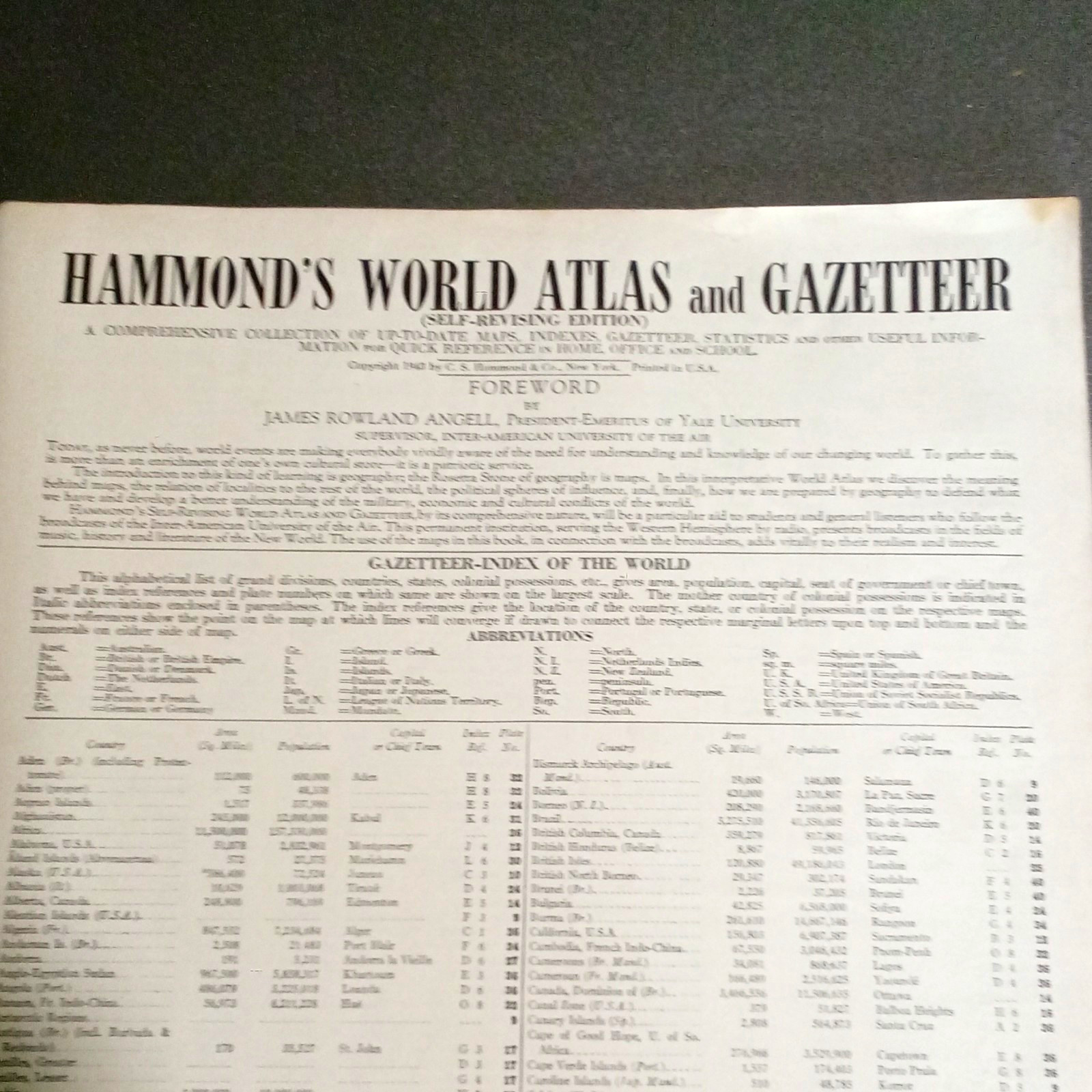 Hammond’s World Atlas and Gazetteer Book/Atlas Self-Raising Edition