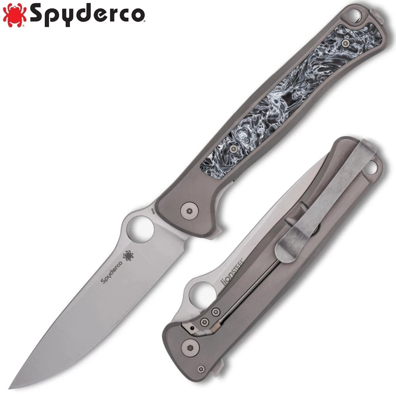 Spyderco Slym Frame Lock Manual M390 Blade Titanium/FatCarbon Handles C271TIP