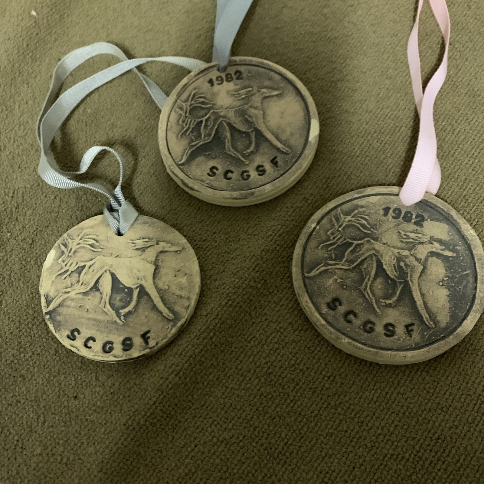 Saluki Club Of Greater San Francisco Area Clay Medallions Vintage Tera Cotta