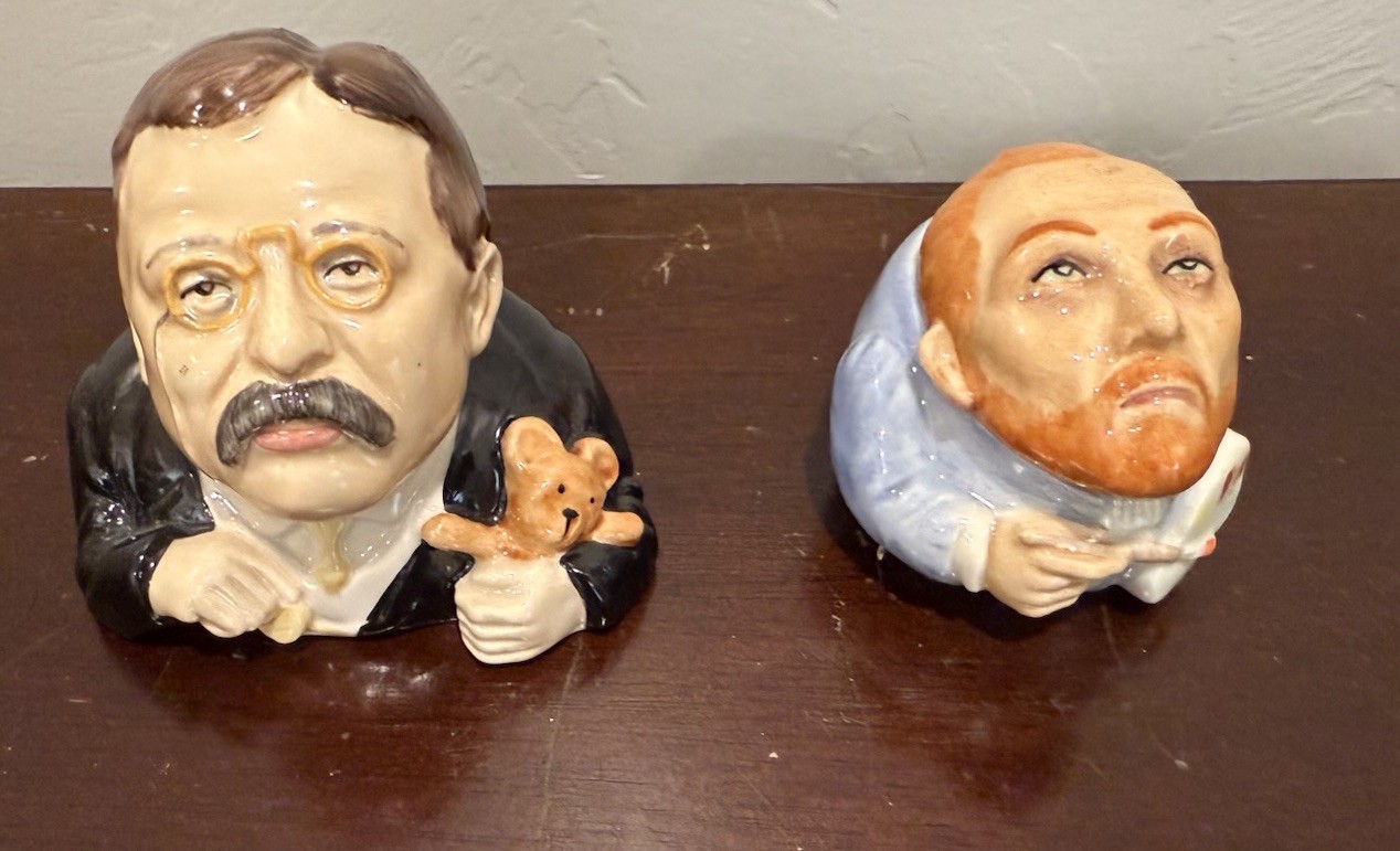 Lot Of 2 Kevin Francis Face Pots- President Teddy Roosevelt w/Teddy and Van Gogh