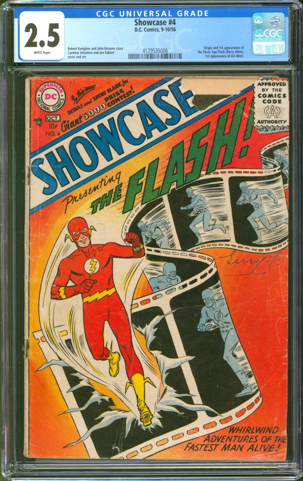 Showcase #4 CGC 2.5 D.C. Comics 1956 White Pages 1st App of Silver Age Flash