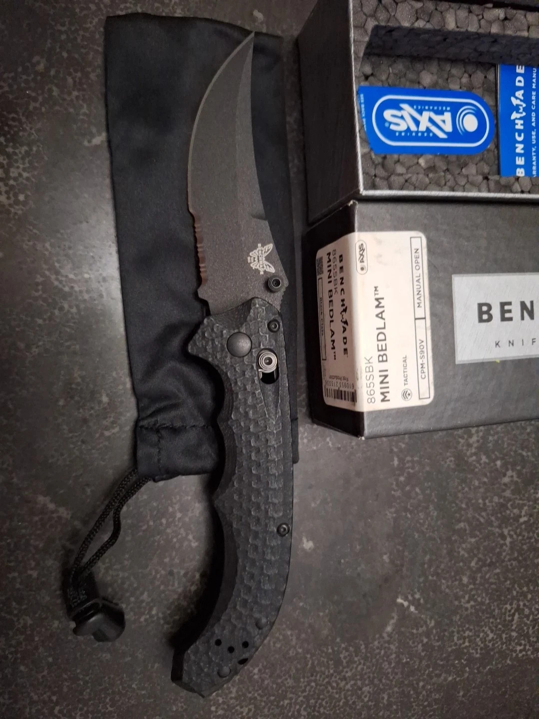 Benchmade Mini Bedlam  First Production G10 Folding Knife 865SBK CPM-S90V