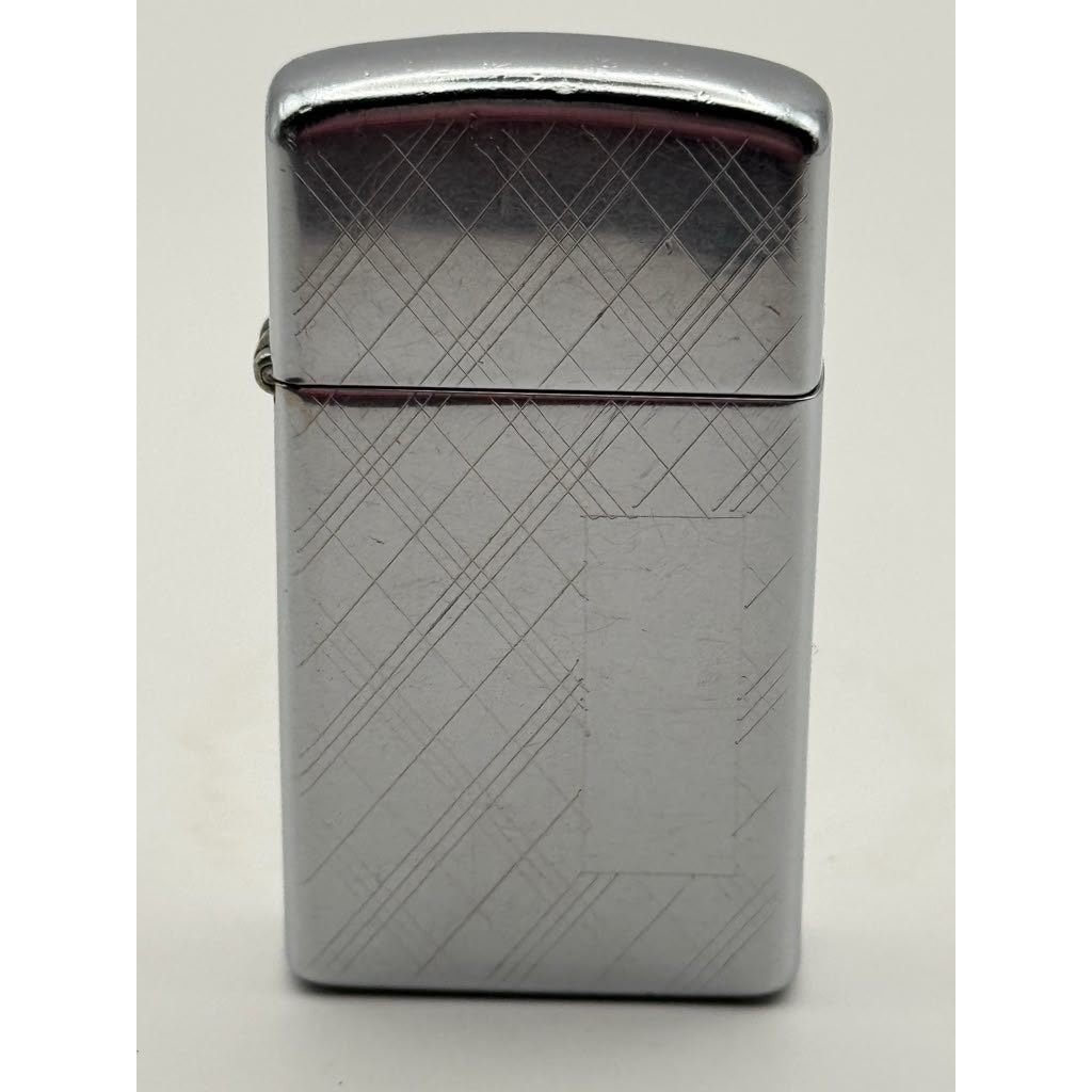 1966 Zippo Chrome Engraved Line Pattern Windproof Lighter Vintage USA Untested