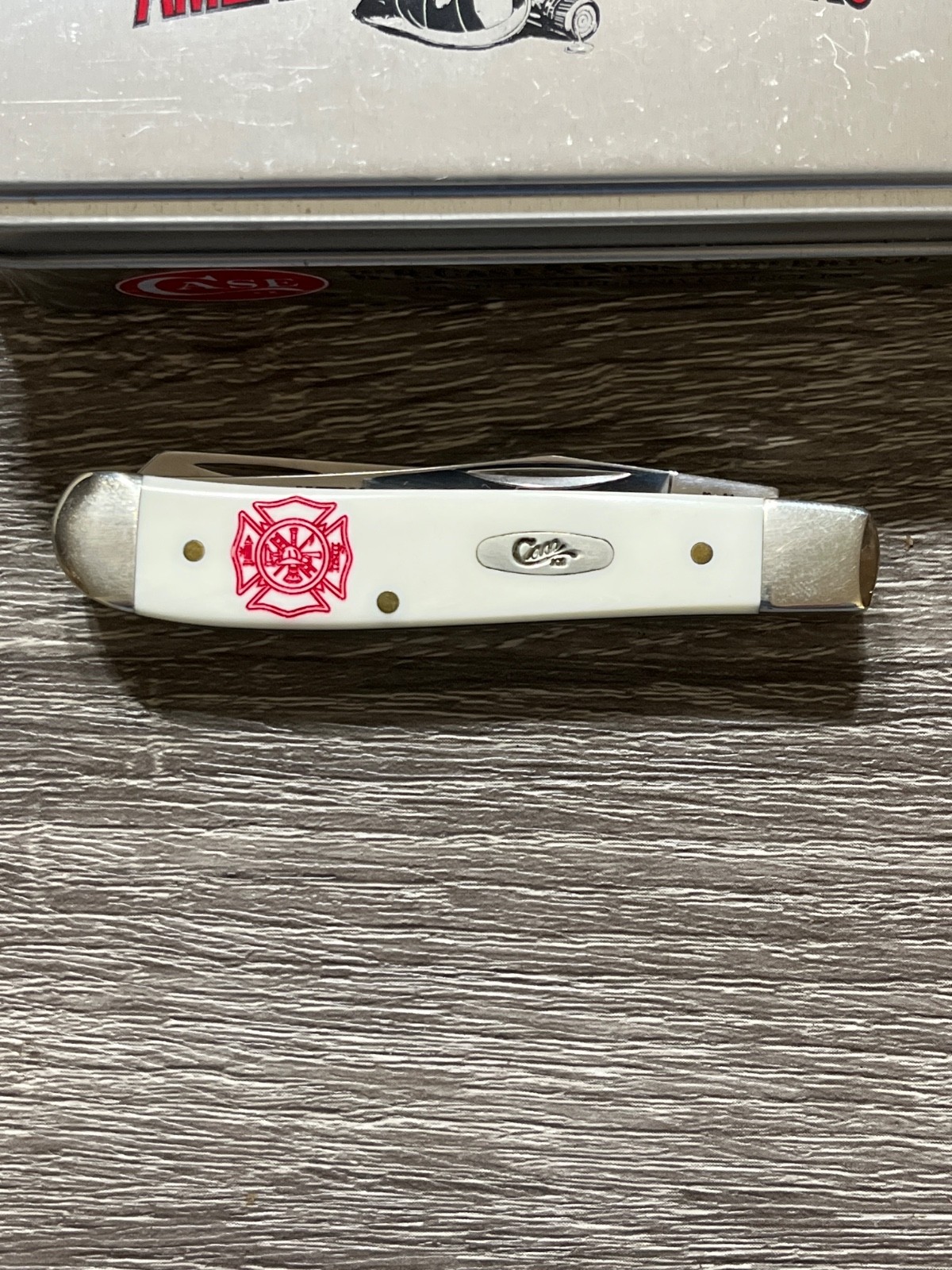 Case 05453 SS White Firefighters  3 1/2 inch 2 blade pocket knife