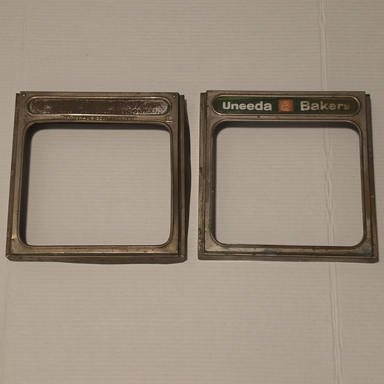 Lot of 2 Antique National Biscuit Co Uneeda Bakers Hinged Counter Display Frames