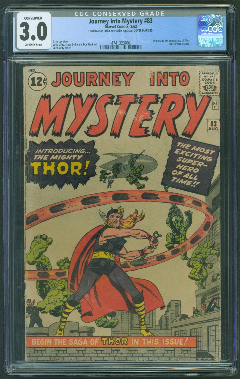 Journey Into Mystery #83 (1962) CGC 3.0 1st Appearance of Thor [Marvel] SA