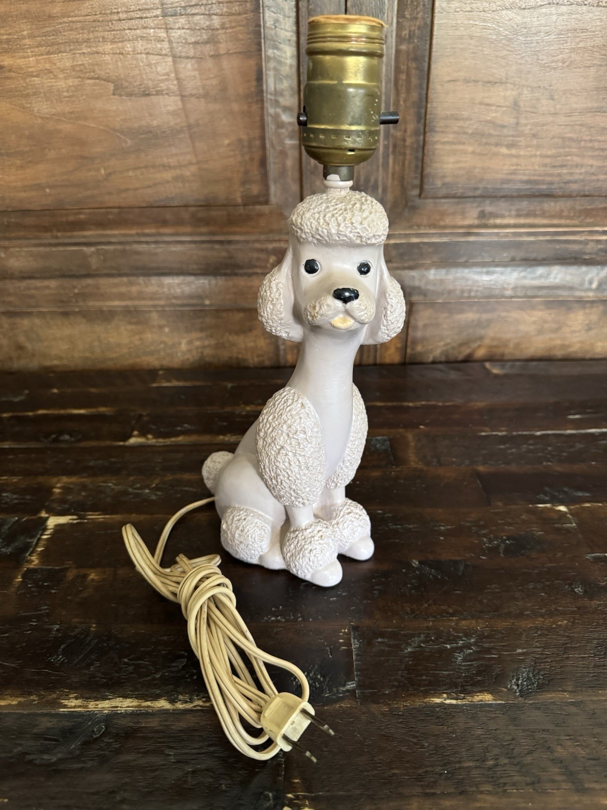 Vintage Mid Century 1956 Grey POODLE LAMP CHALKWARE by Flair TESTED WORKS