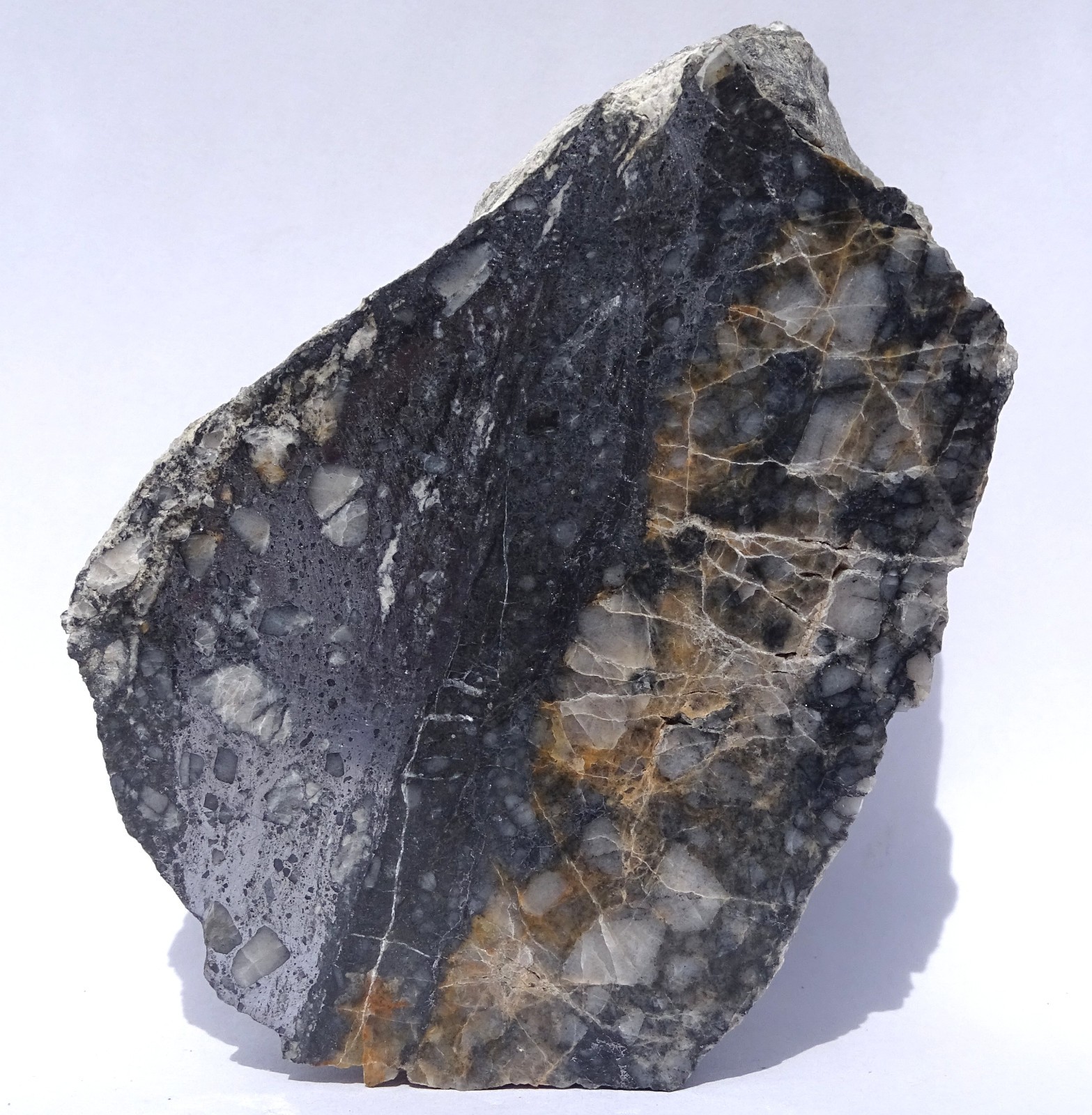 GALENA in QUARTZ with PYRITE--Valley View mine, Butte Co., Idaho--Polished Face
