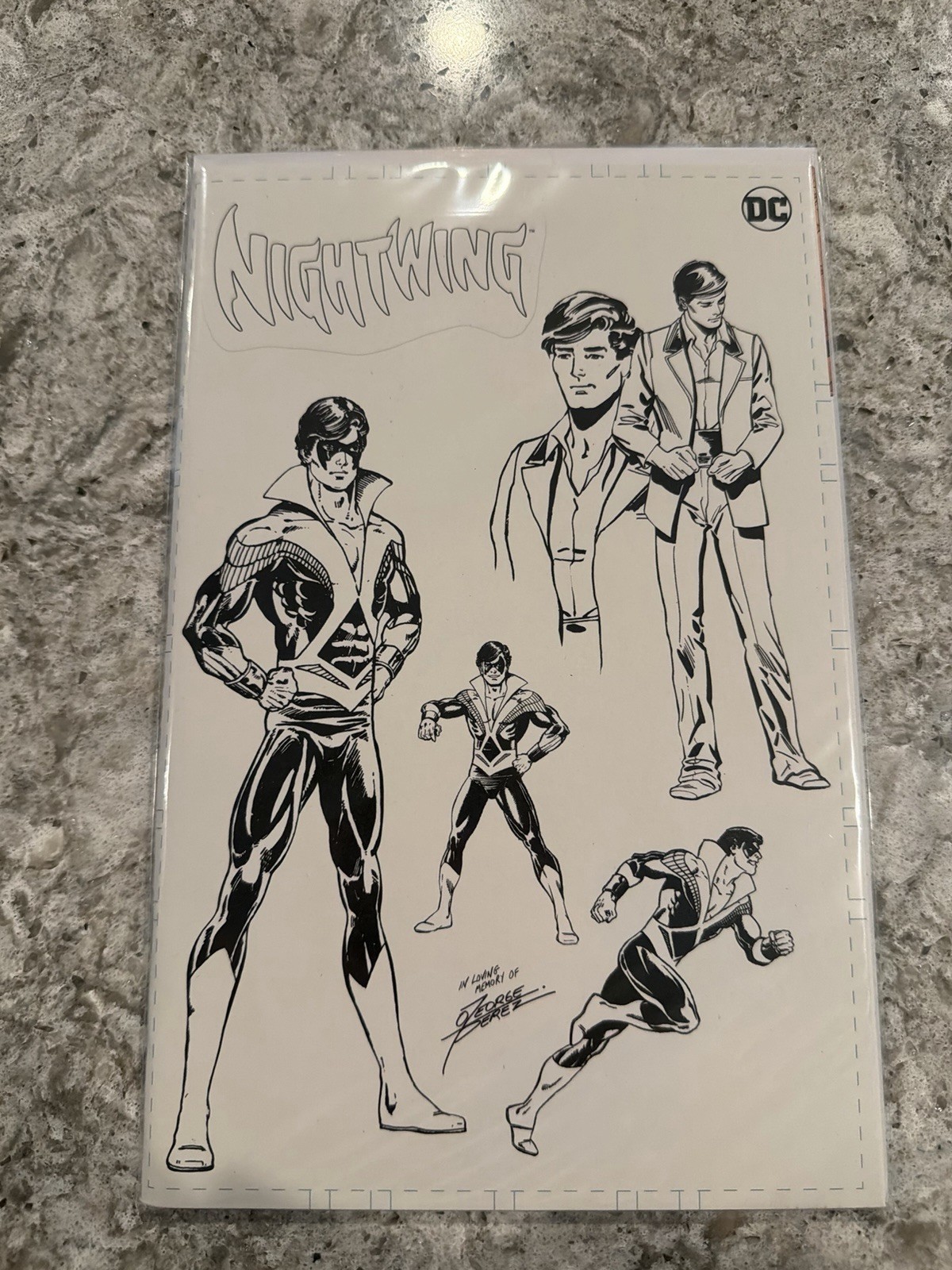 Nightwing #100 George Pérez Tribute Black and White Cardstock Variant Cover