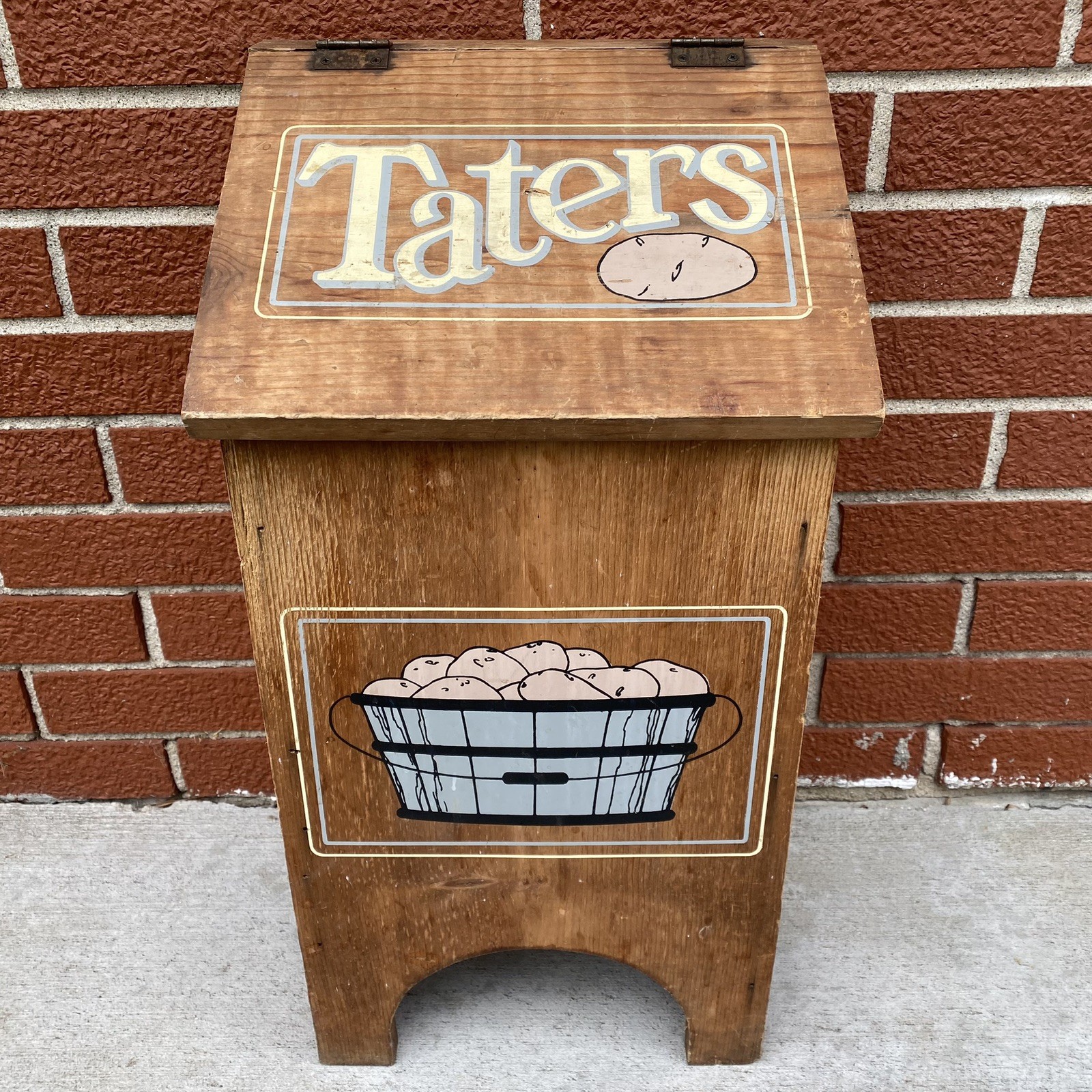 VTG Wood Vegetable Potatoes Taters Storage Bin Farm Primitive Country Box