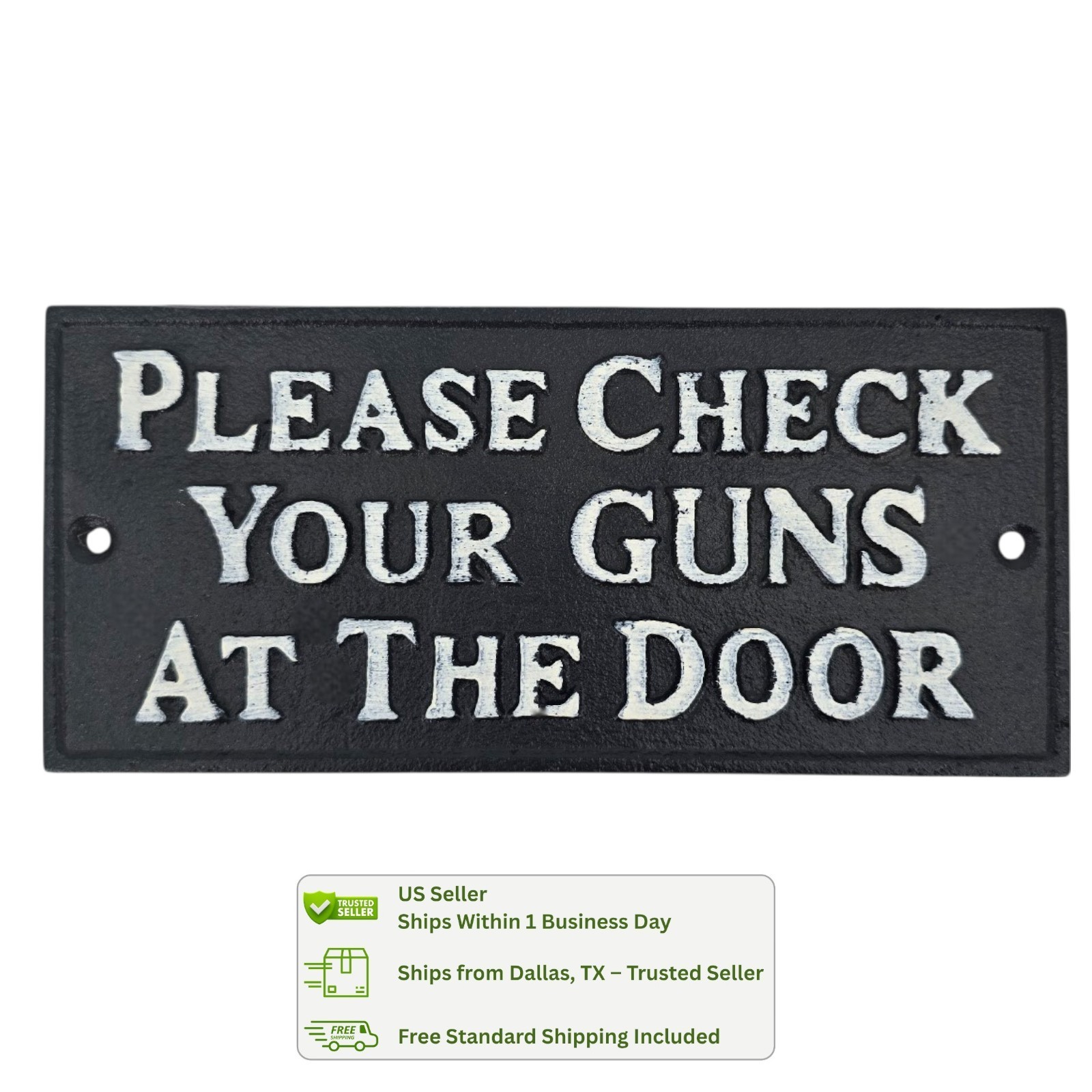 Please Check Your Guns at the Door Cast Iron Sign – Rustic Saloon Wall Decor