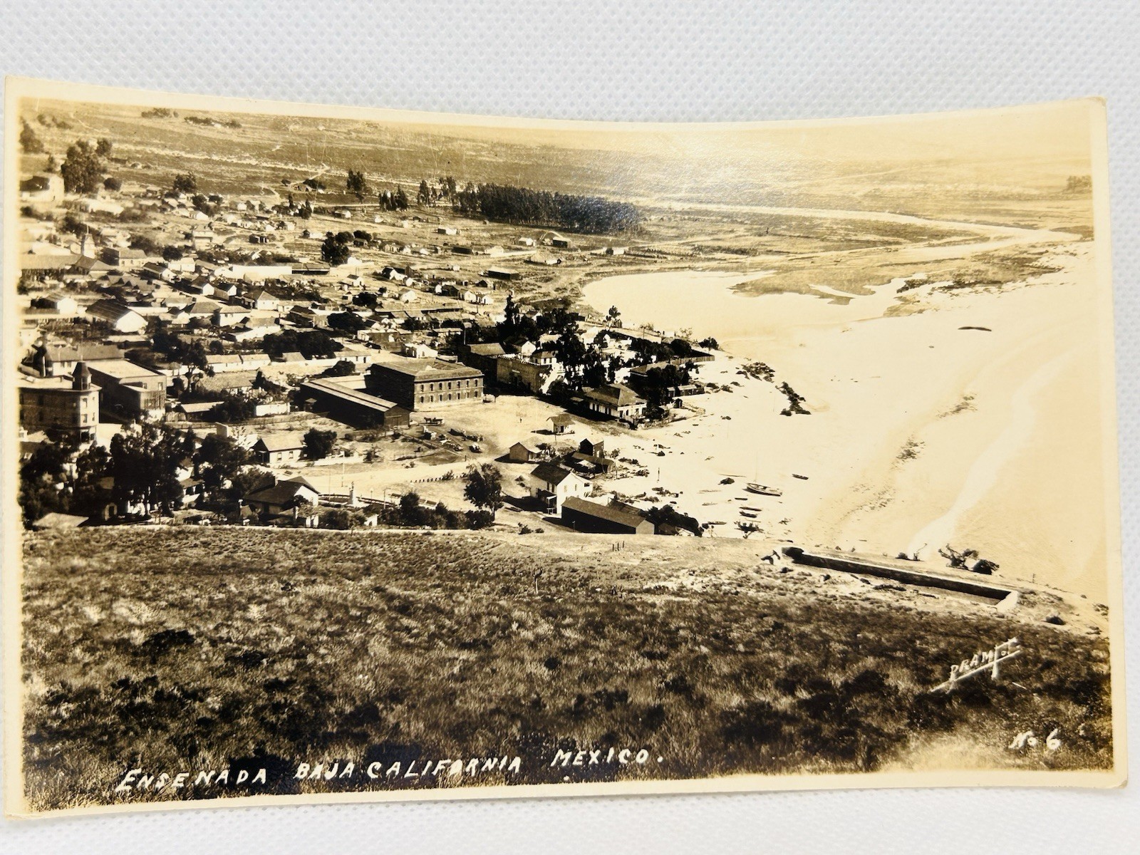 RPPC Ensenada Baja Cal  Mexico Birds Eye View Bram Fot 6 AZO Postcard 1920s