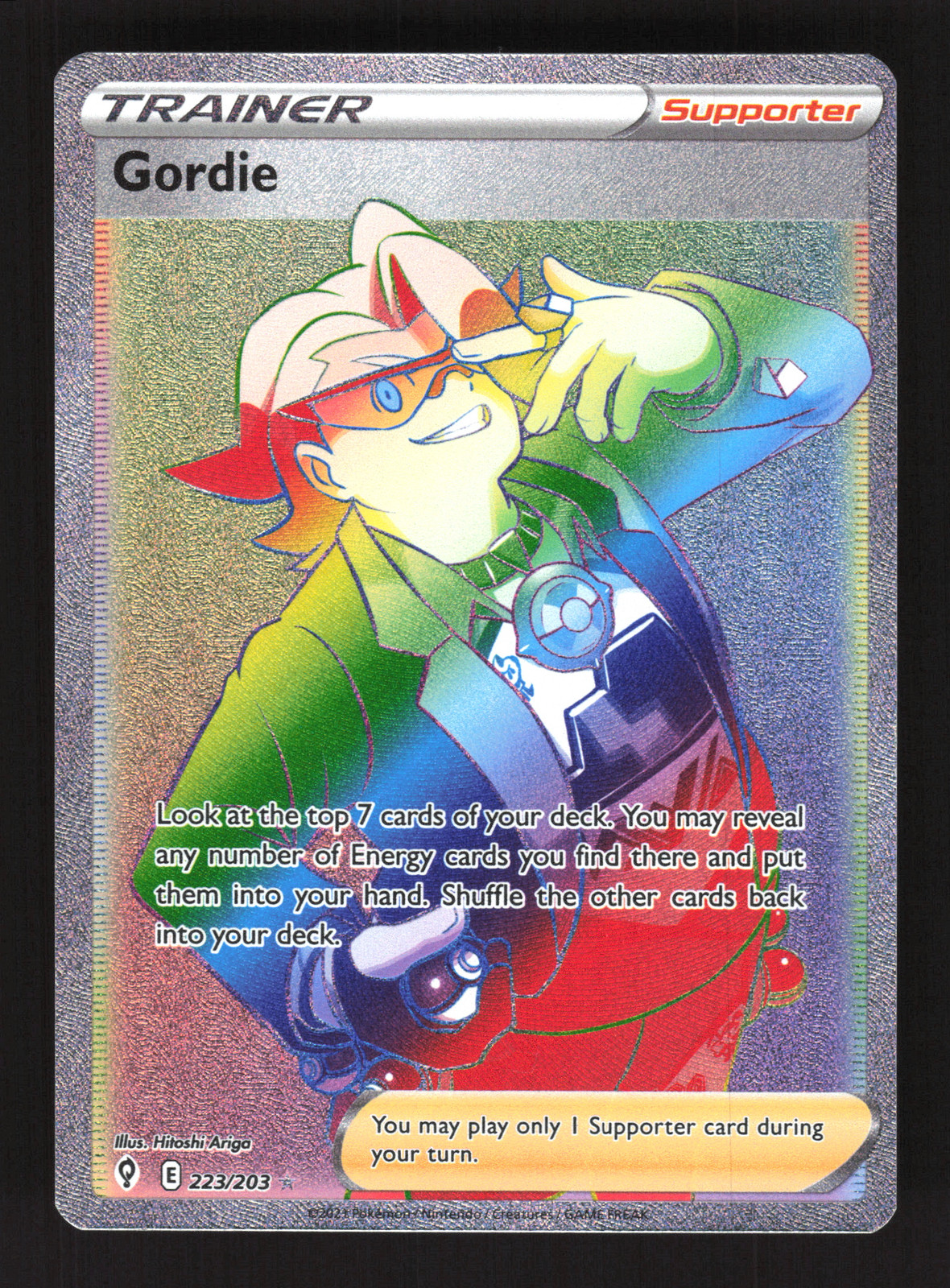 Gordie (Secret) #223/203 SWSH07: Evolving Skies Pokemon Card - LP
