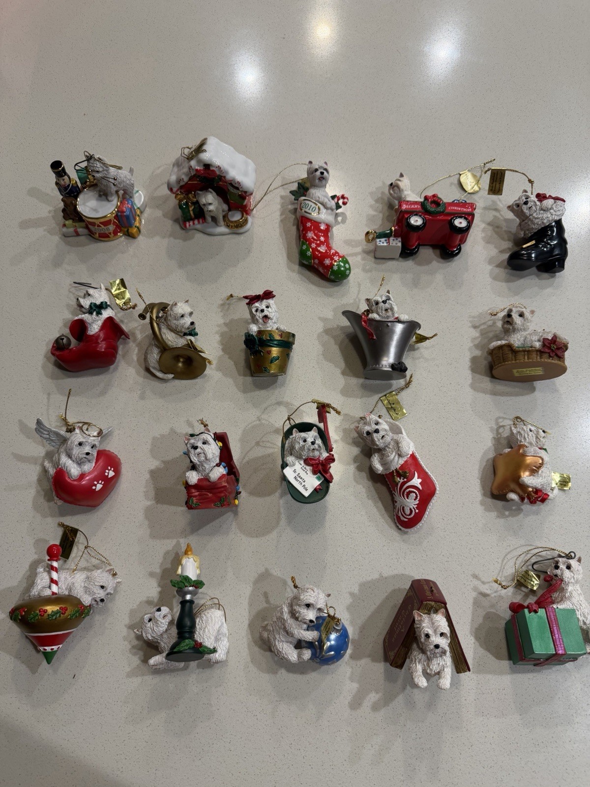 Lot of 20 Danbury Mint Westie Wonderland Christmas Ornaments (READ DESCRIPTION)