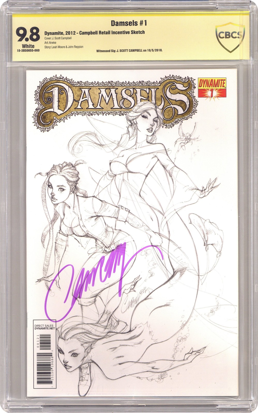 Damsels 1C CBCS 9.8 Witnessed Sig J. Scott Campbell 2012 18-3B50655-060