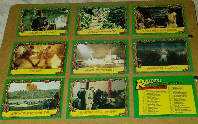 Vtg Raiders Of The Lost Ark, Set Of 10 Trading Cards #6,7,8,32,46,49,68,76,87,88