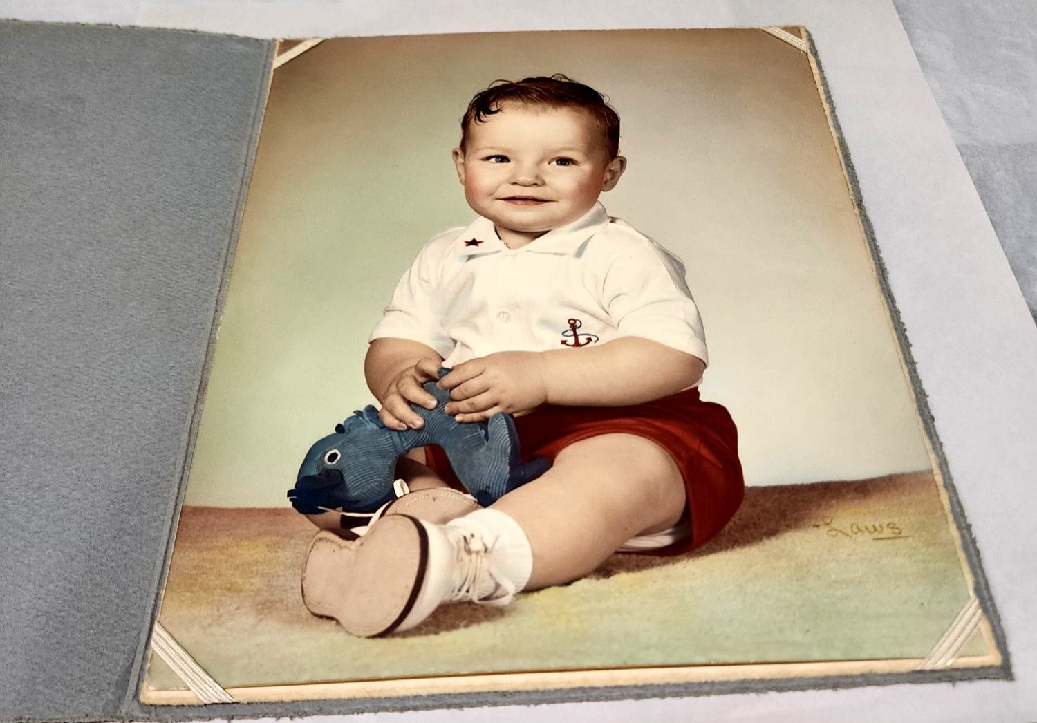 Vintage Sacramento California Baby Photo Hand Painted Oil Laws Studio 8x10