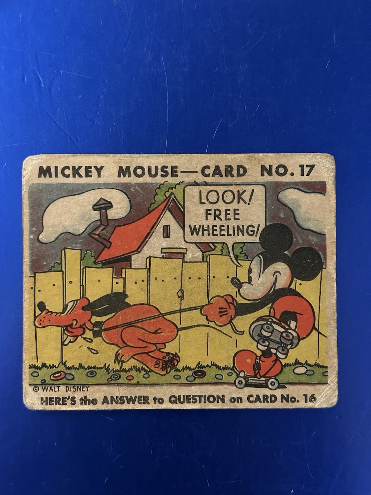 1935 O-Pee-Chee Mickey Mouse Gum #17 Look Free Wheeling - Vintage Disney