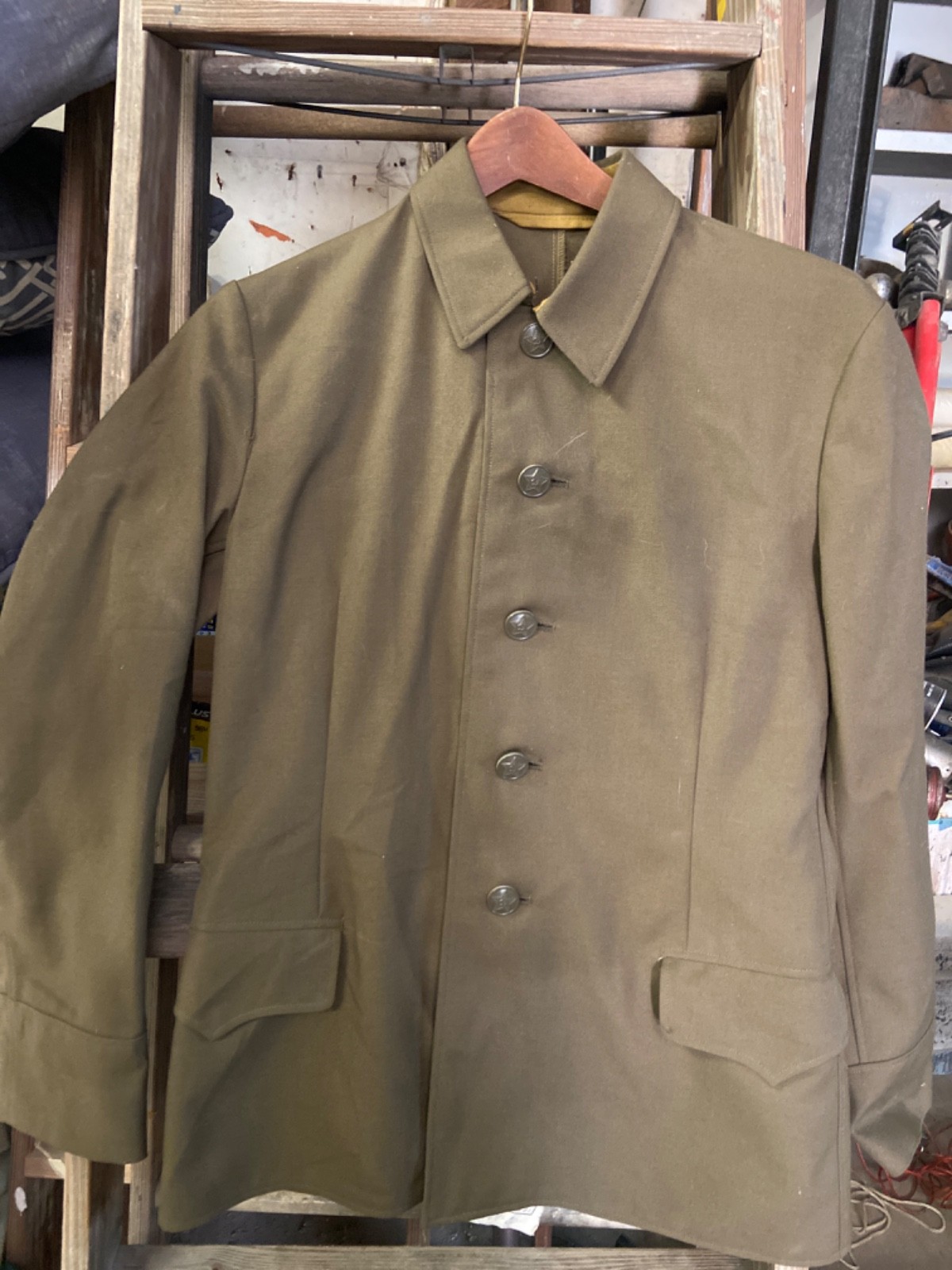 Vtg Russian Soviet Union Army USSR Uniform Jacket Military Mens Green Coat