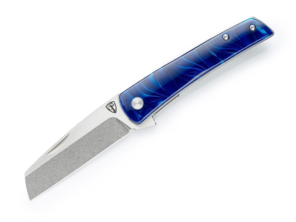 FINCH KNIVES DEEP BLUE RESIN OXBOW FLIPPER OX515