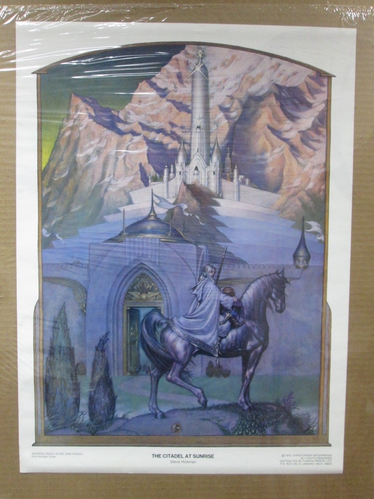 Vintage poster The citadel at Sunrise wizard Rings elves 1970\'s Inv#G825