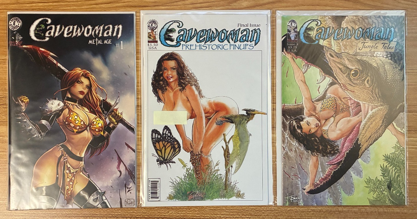Cavewoman Prehistoric Pinups (2001) Jungle Tales 3 (1998) Budd 1 Comic Lot
