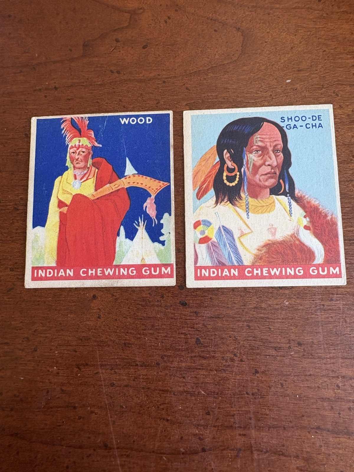 1947 Goudey Oh Boy Indian Gum Lot Of 2 Dif #86 Wood & # 69 Shoo-De-Ga-Cha