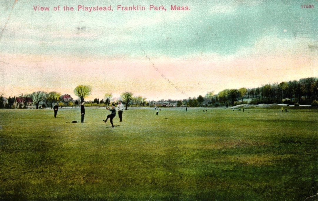 Franklin Park Boston Massachusetts View of the Playstead Early Color Postcard