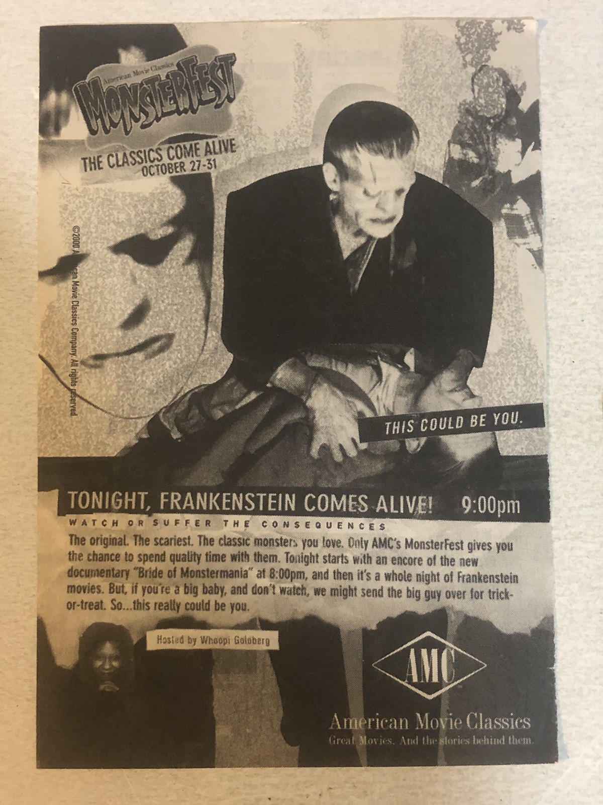 Monsterfest Frankenstein AMC Vintage Print Ad Tpa35