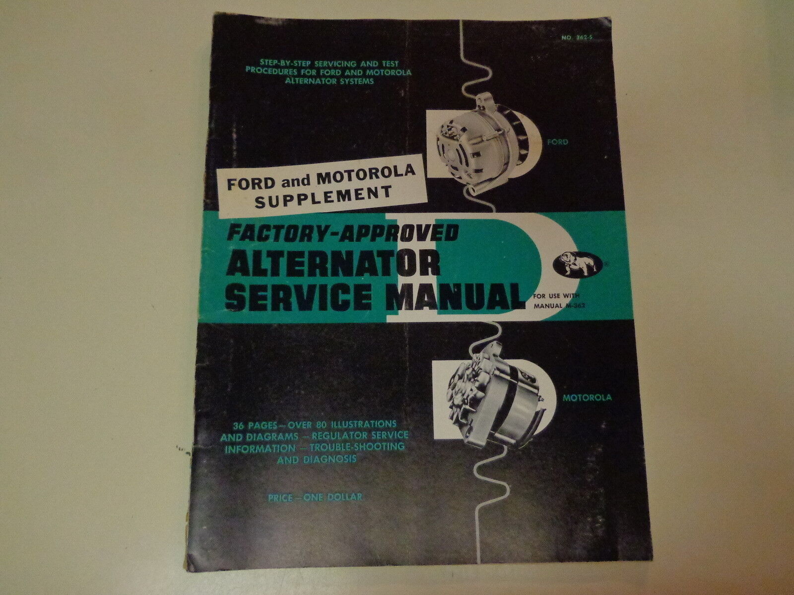 Alternator Service Manual 1962 Automotive Repair Ford and Motorola