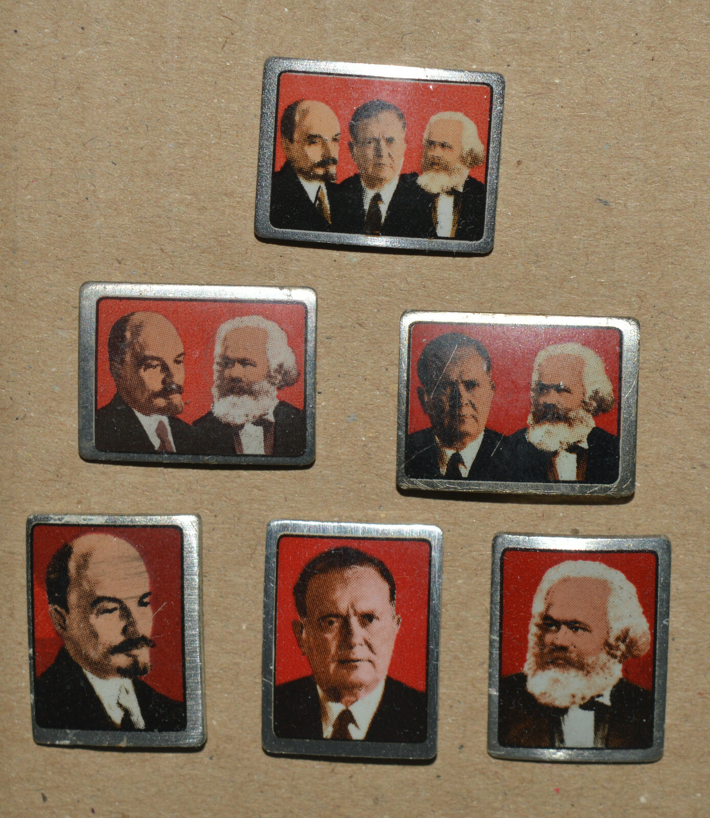LENIN TITO KARL MARX Communism Yugoslavia USSR DDR vintage pin set Mega Rare