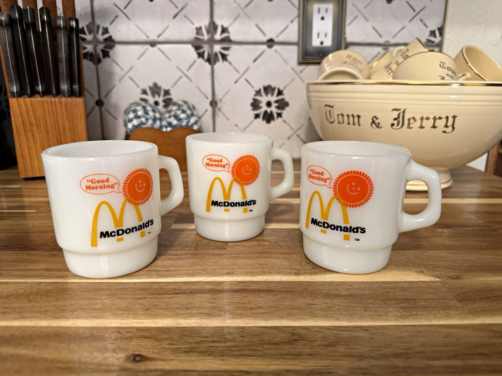 3-Vintage Fireking McDonald’s coffee mugs MINT GORGEOUS
