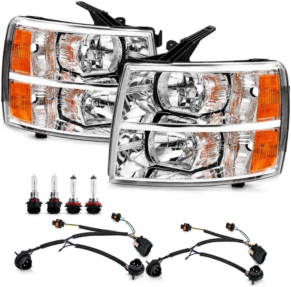Headlight Assembly with Bulbs & Harness for 2007-2013 Chevy Silverado 1500